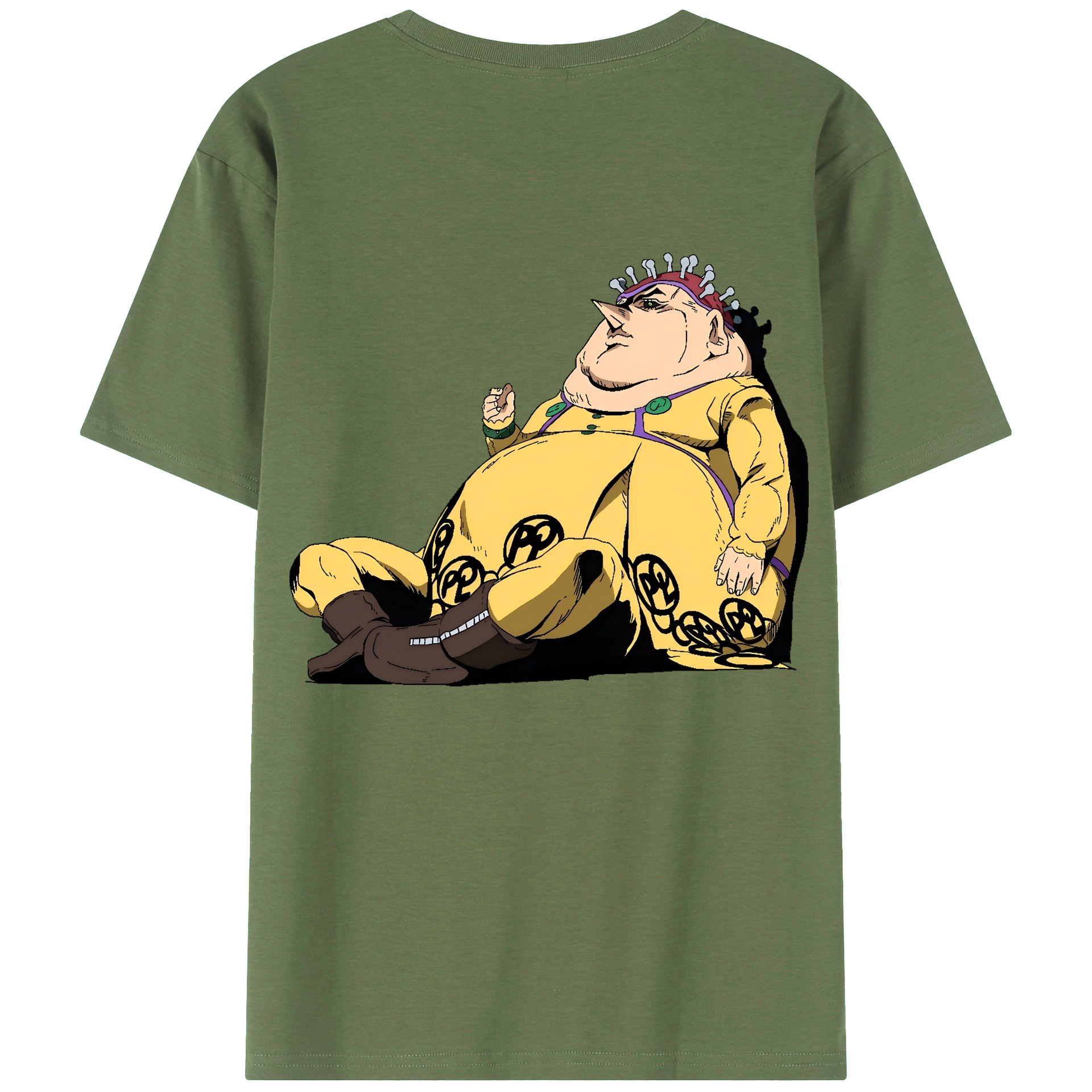 （画像用） ジョジョの奇妙な冒険 ポルポ JoJo's Bizarre Adventure Polpo 綿100％ メンズ半袖Tシャツ（バックプリント） 通気性